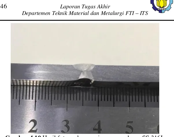 Gambar 4.11  Hasil foto makro spesimen pengelasan SS 316L 