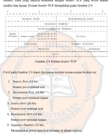 Gambar 2.9 Format header TCP 