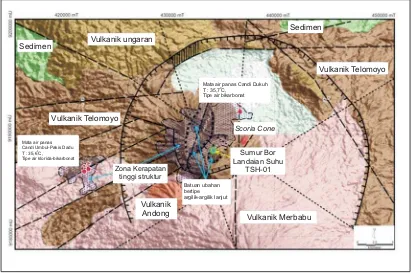 Gambar 1. Peta Geologi Daerah Panas Bumi Candi Umbul-Telomoyo(Modifikasi dari Peta Geologi Tim Survei Terpadu Panas Bumi, PSDG, 2010)