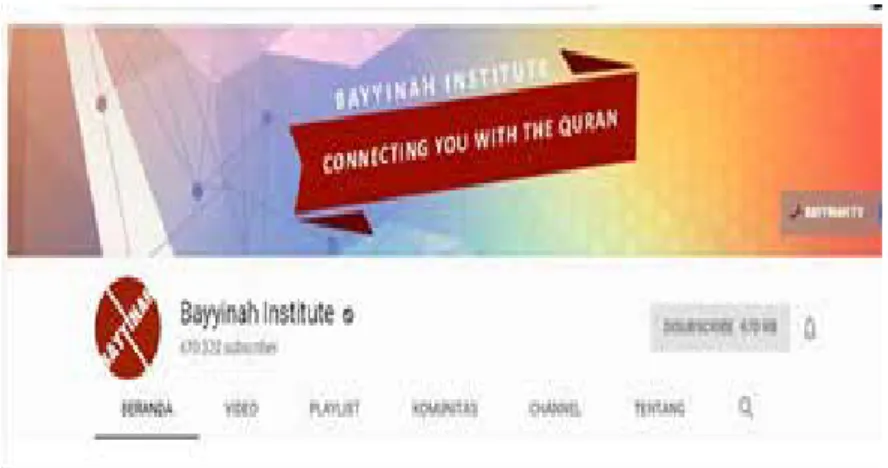 Gambar 1.1: Halaman Channel Bayyinah Instutute  dengan moto “Connecting You With The Quran 