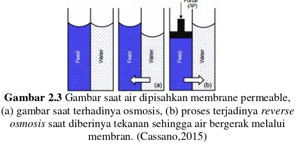 Gambar 2.3 Gambar saat air dipisahkan membrane permeable, 