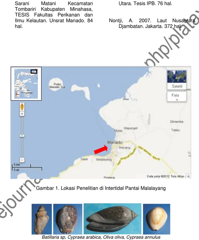Gambar 1. Lokasi Penelitian di Intertidal Pantai Malalayang 