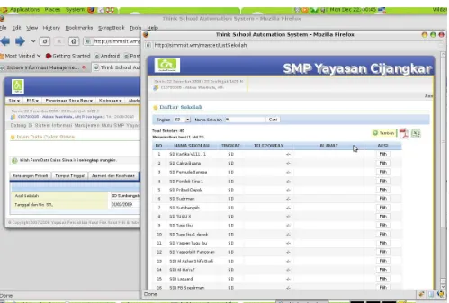 Gambar 17. Halaman Lookup Daftar Nama Sekolah