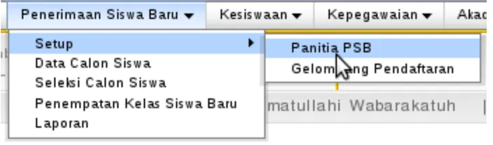 Gambar 1. Menu Penerimaan Siswa Baru