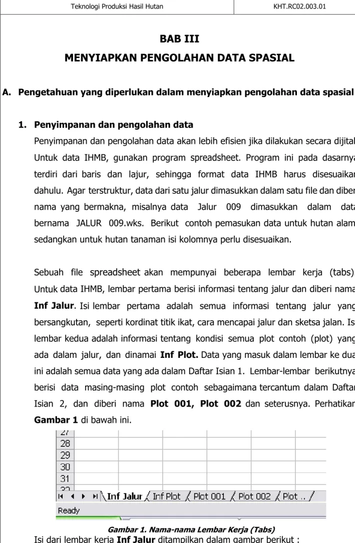 Gambar 1. Nama-nama Lembar Kerja (Tabs) 