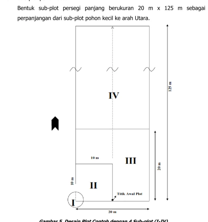 Gambar 5. Desain Plot Contoh dengan 4 Sub-plot (I-IV) 