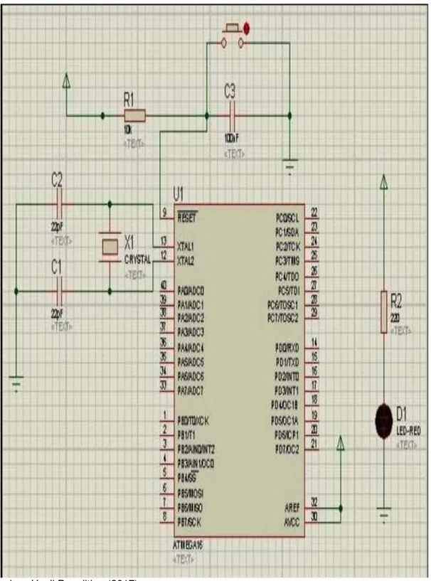 Gambar 4. Gambar rangkaian Sistem Minimum Atmega16  Rangkaian LDR 