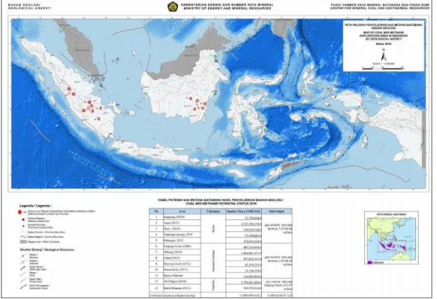 Gambar 2.7. Peta penyelidikan GMB Badan Geologi dan wilayah kerja GMB tahun 2016