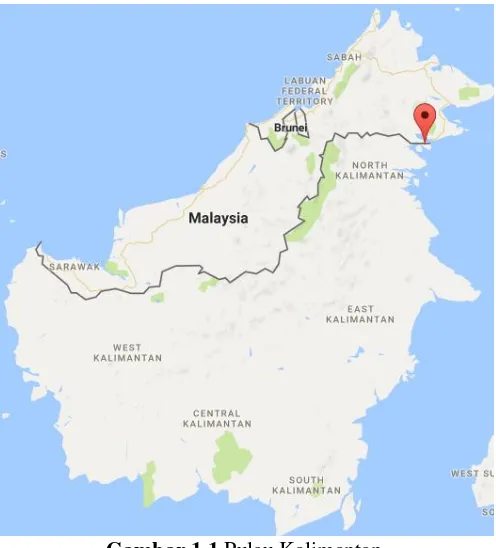 Gambar 1.1 Pulau Kalimantan (Sumber : www.maps.google.com) 