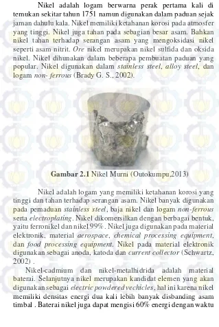 Gambar 2.1  Nikel Murni (Outokumpu,2013) 
