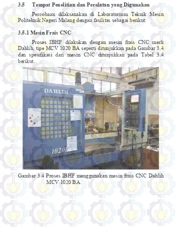 Gambar 3.4 Proses IBHF menggunakan mesin frais CNC Dahlih