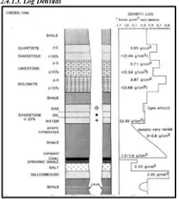 Gambar 2.14 Respon log densitas di berbagai litologi (Glover, 2007) 