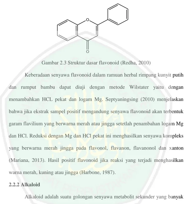 Gambar 2.3 Struktur dasar flavonoid (Redha, 2010) 
