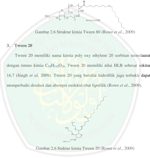 Gambar 2.6 Struktur kimia Tween 80 (Rowe et al., 2009) 