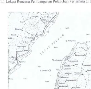 Gambar 1.1 Lokasi Rencana Pembangunan Pelabuhan Pertamina di Daerah Matindok 