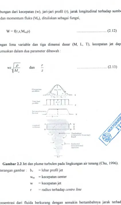 Gambar 2.2 Jet dan plume turbulen pada lingkungan air tenang (Chu, 1996). 