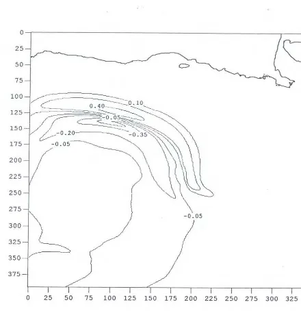 Gambar C-3. Gambar Kontur Tinggi Gelombang Tsunami Menit Ke- 15 