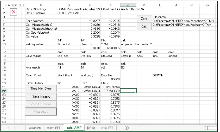 Gambar 4.1. Tampilan excel macro refana untuk mengambil nilai tegangan dari time history (.TMH) 