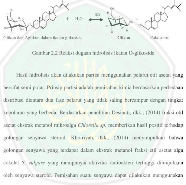 Gambar 2.2 Reaksi dugaan hidrolisis ikatan O-glikosida 