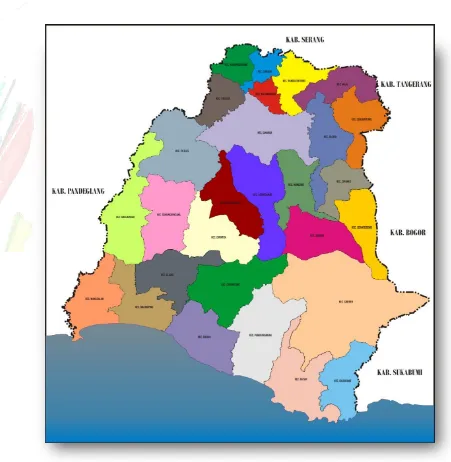 Gambar 2.1. Peta Administrasi Kabupaten Lebak 
