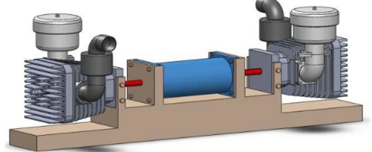 Gambar 3. 1. Design Semi-Free Piston Two Stroke Diesel Engine   (Sumber: Fathallah dan Barus, 2013) 