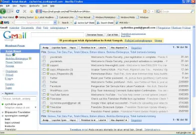 Gambar 2: Surat elektronik (e-mail) provider Gmail (Sumber: http://mail.google.com/mail/)  