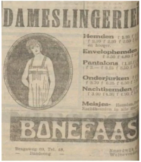 Gambar 3. Iklan Lingerie Bonefaas  Sumber: Het nieuws van den dag voor  Nederlandsch-Indie, 3 November 1926 