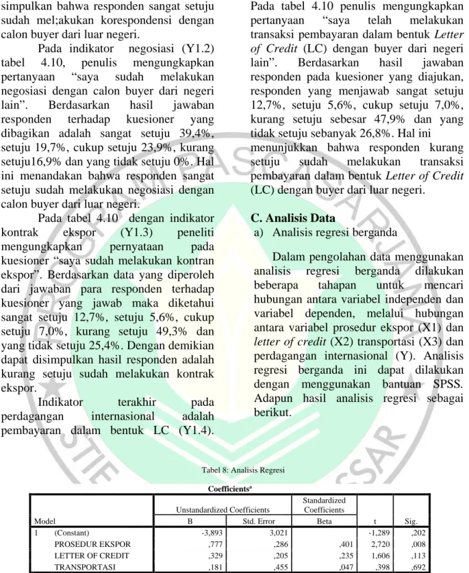 Tabel 8: Analisis Regresi 