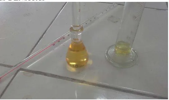 Gambar L4.5 (a) Bahan Bakar Cair yang Dihasilkan, (b) Penyimpanan Bahan Bakar Cair dalam Botol  