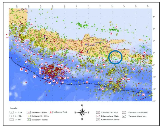 Gambar 2.1 Peta seismotektonik Jawa dan Bali 
