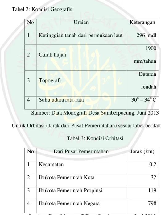 Tabel 3: Kondisi Orbitasi