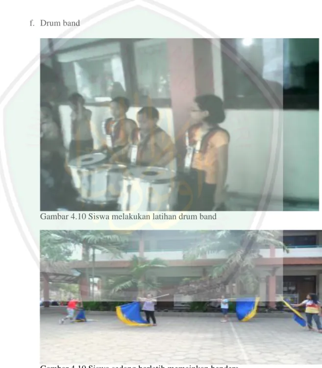 Gambar 4.10 Siswa melakukan latihan drum band 