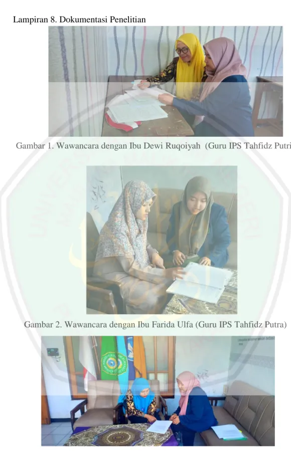 Gambar 1. Wawancara dengan Ibu Dewi Ruqoiyah  (Guru IPS Tahfidz Putri) 