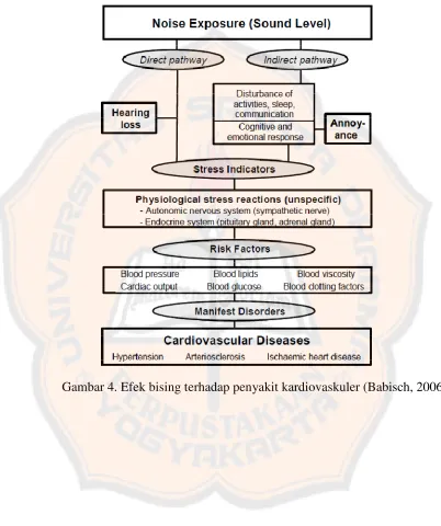 Gambar 4. Efek bising terhadap penyakit kardiovaskuler (Babisch, 2006)