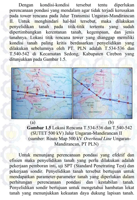 Gambar 1.5 Lokasi Rencana T.534-536 dan T.540-542  (SUTET 500 kV) Jalur Ungaran-Mandirancan II  (sumber: Route Map 500 kV Overhead Line 