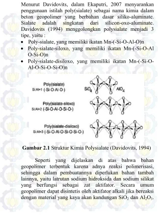Gambar 2.1 Struktur Kimia Polysialate (Davidovits, 1994) 