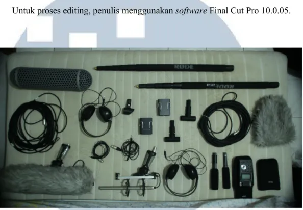 Gambar 3.2.4.5. Peralatan yang dipakai saat shooting 