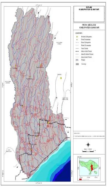Gambar 2.2 Peta Geologi Kabupaten Gianyar. 