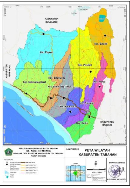 Gambar 2.1  Peta Wilayah Administrasi Kabupaten Tabanan  
