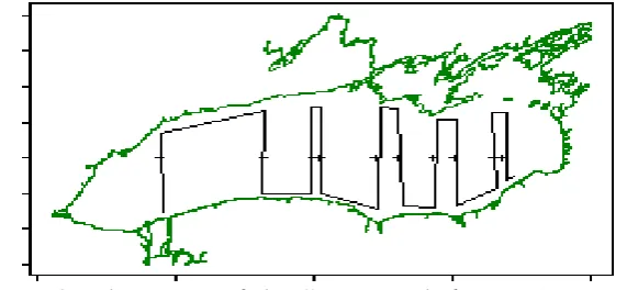 Figure 1. Sampling points and “long” transect in hydroacoustic survey method  