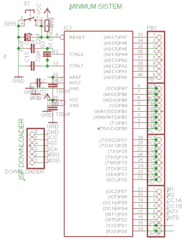 Gambar 3.7 Rangkaian Mikrokontroler AT-Mega32 