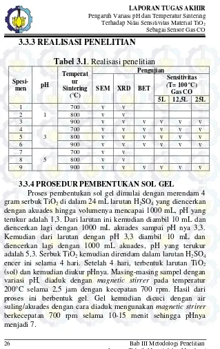 Tabel 3.1. Realisasi penelitian 