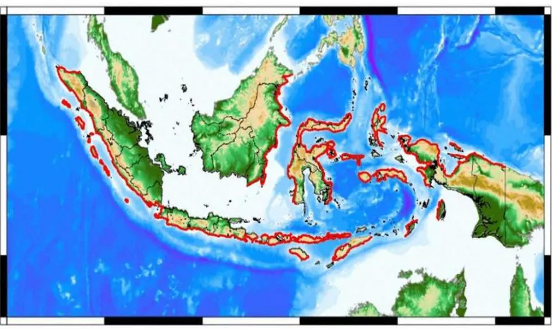 Gambar 2.1 Peta Daerah Rawan Tsunami di Indonesia 