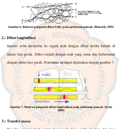 Gambar 6. Ilustrasi pengaruh difusi Eddy pada pelebaran puncak (Honrath, 1995) 