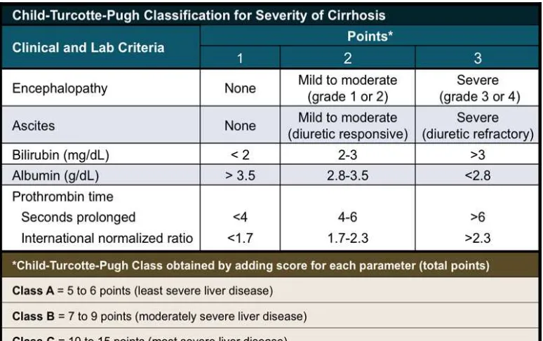 Tabel 2.2. Child-Pugh Klasifikasi 