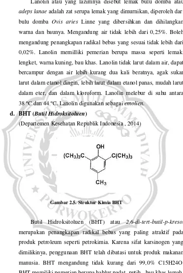 Gambar 2.5. Struktur Kimia BHT  