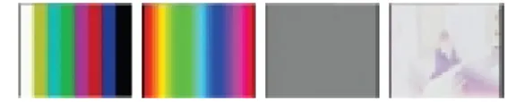 Figure 2: Junk frames: a) sharp color bars; b) dif- dif-fuse color bars; c) grey/black frame; d) saturated frame