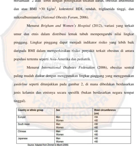 Gambar 2. Kriteria Lingkar Pinggang berdasarkan Perbedaan Etnis olehInternational Diabetes Federation, 2006.