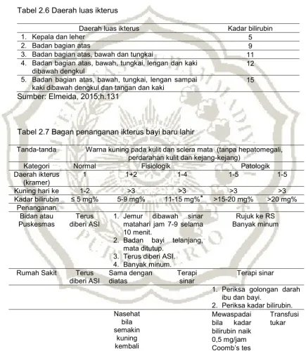 Tabel 2.6 Daerah luas ikterus 