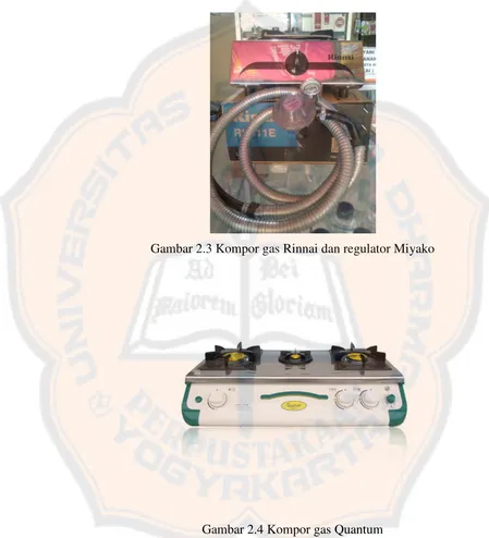 Gambar 2.3 Kompor gas Rinnai dan regulator Miyako 